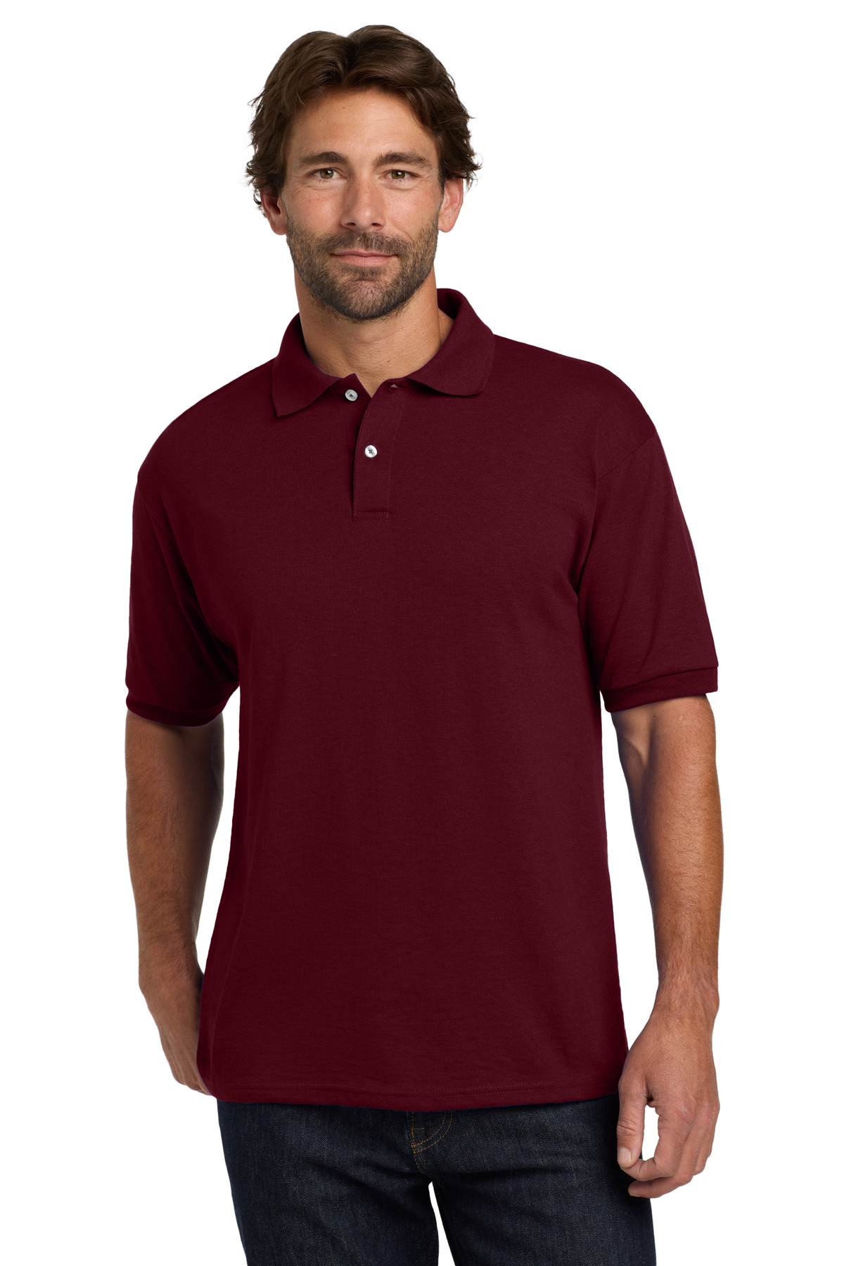 Hanes EcoSmart 5.2-Ounce Jersey Knit Sport Shirt 054X
