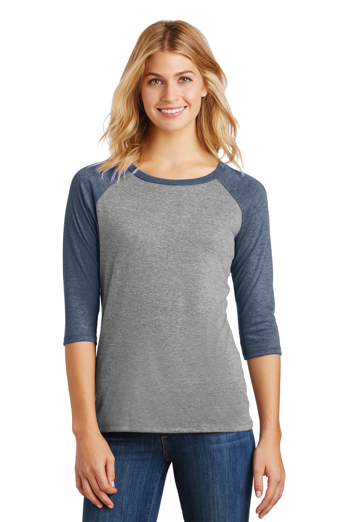 District Women's Perfect Tri 3/4-Sleeve Raglan DM136L