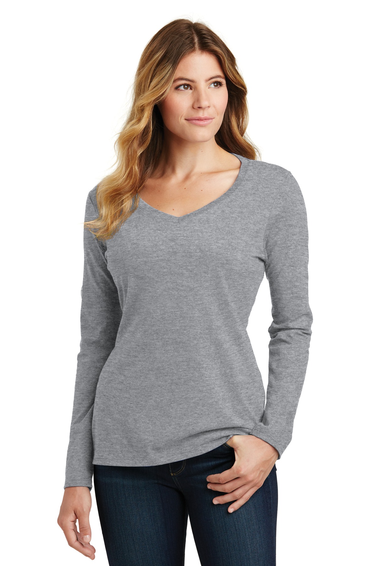 Port & Co Women's Long Sleeve Fan Favorite V-Neck Tee LPC450VLS