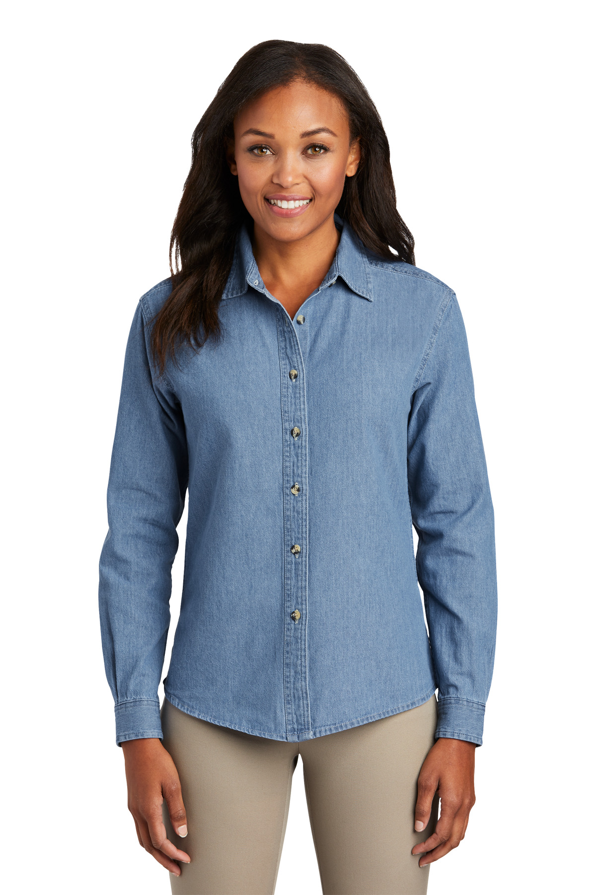 Port & Co Women's Long Sleeve Denim Shirt LSP10