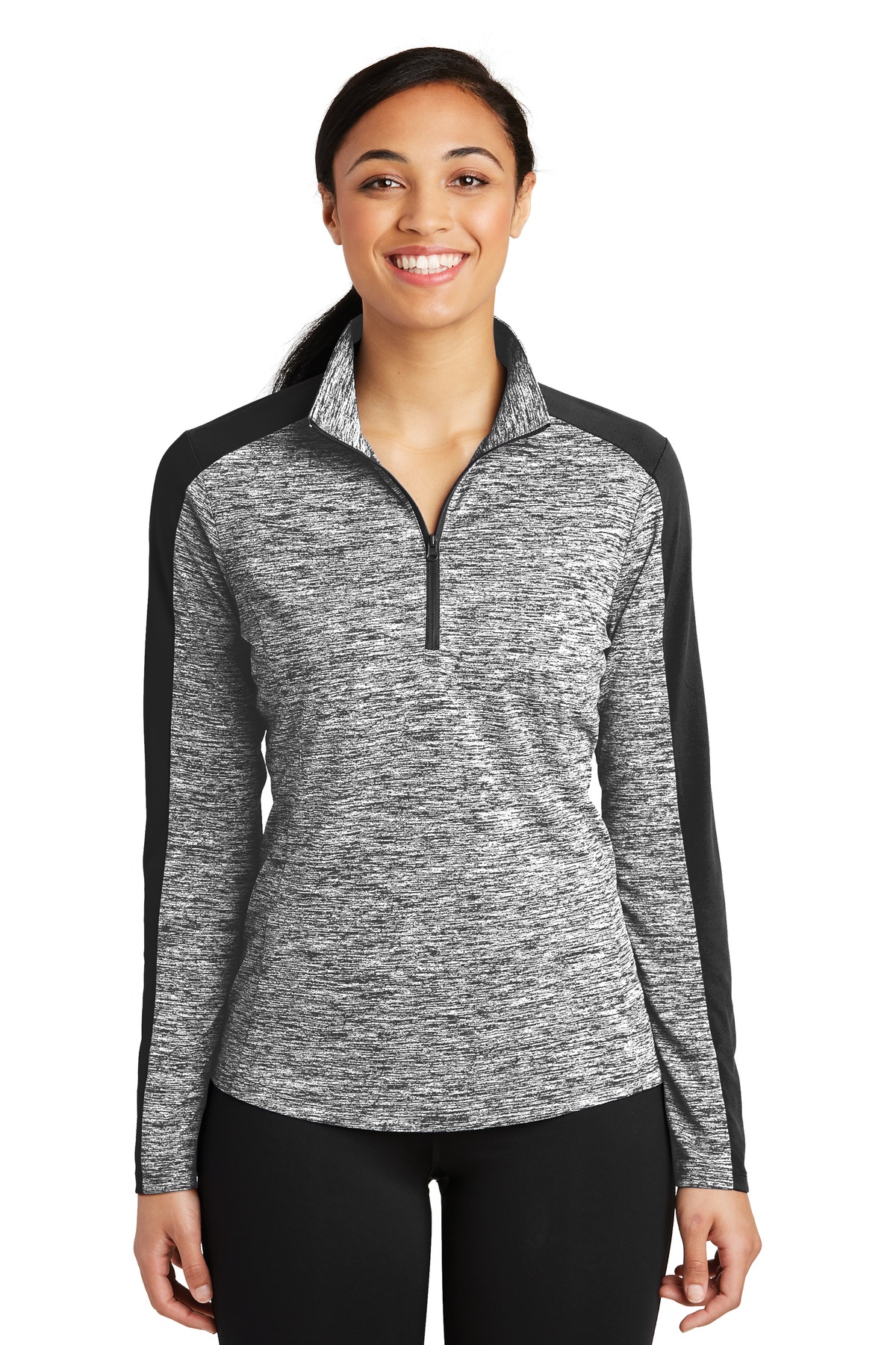 Sport-Tek Women's PosiCharge Electric Heather Colorblock 1/4-Zip Pullover LST397