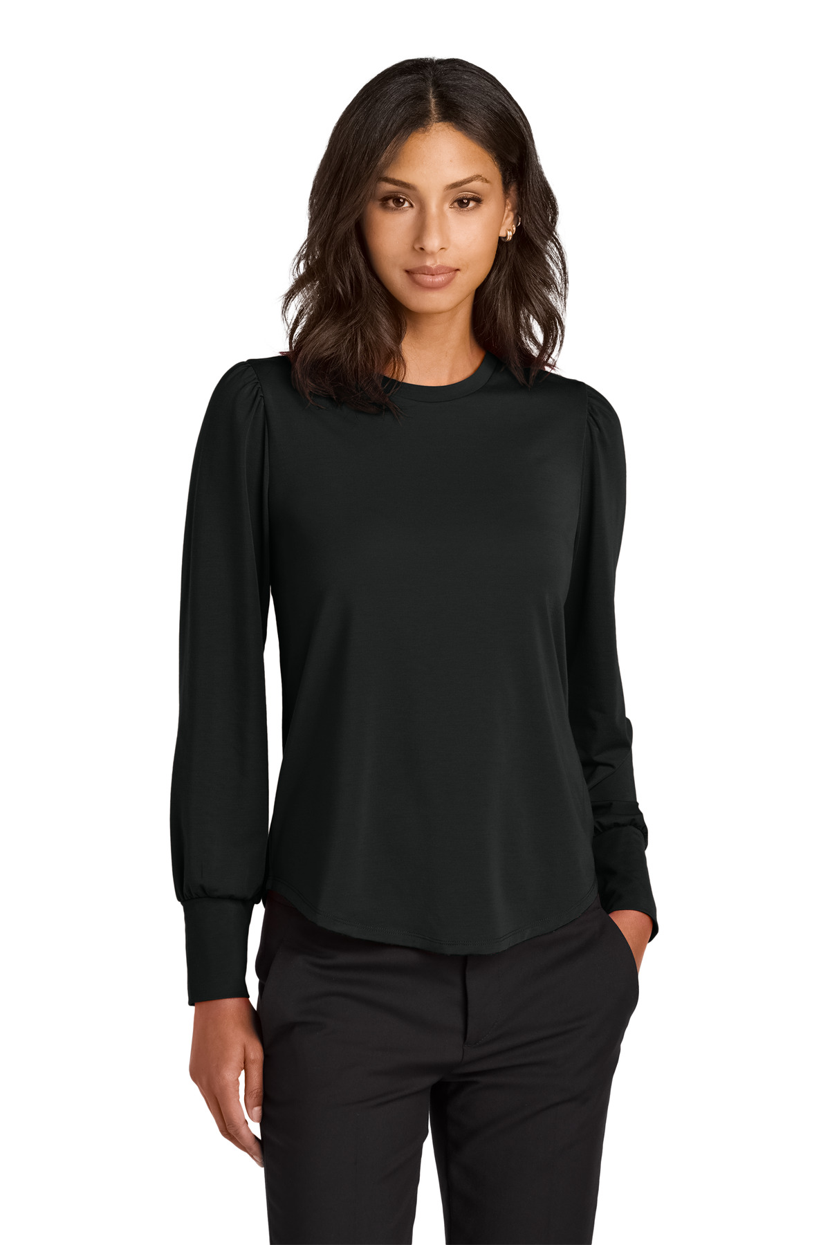 Mercer+Mettle Women's Stretch Jersey Long Sleeve Blouson Top MM1019
