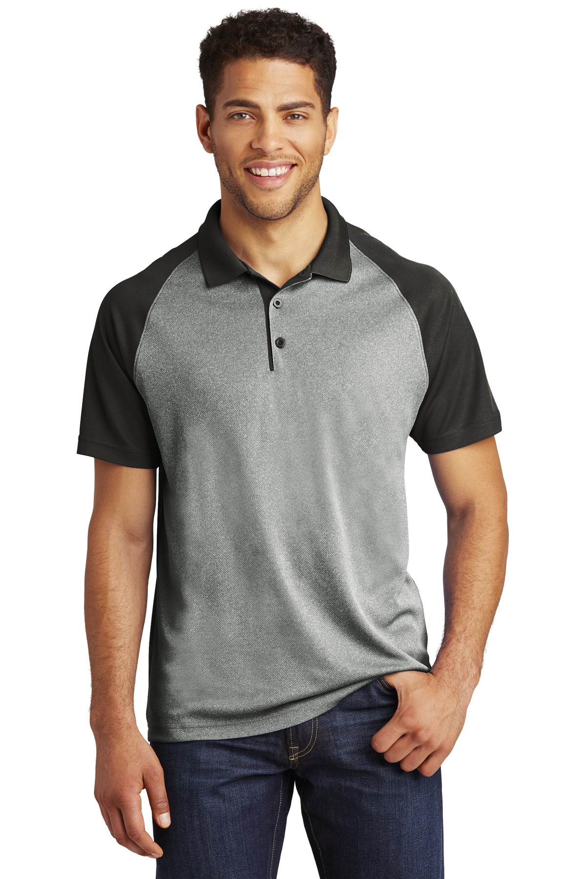 Sport-Tek PosiCharge RacerMesh Raglan Heather Block Polo ST641