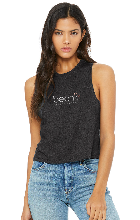 Ladies' Dark Grey Racerback Crop Tank