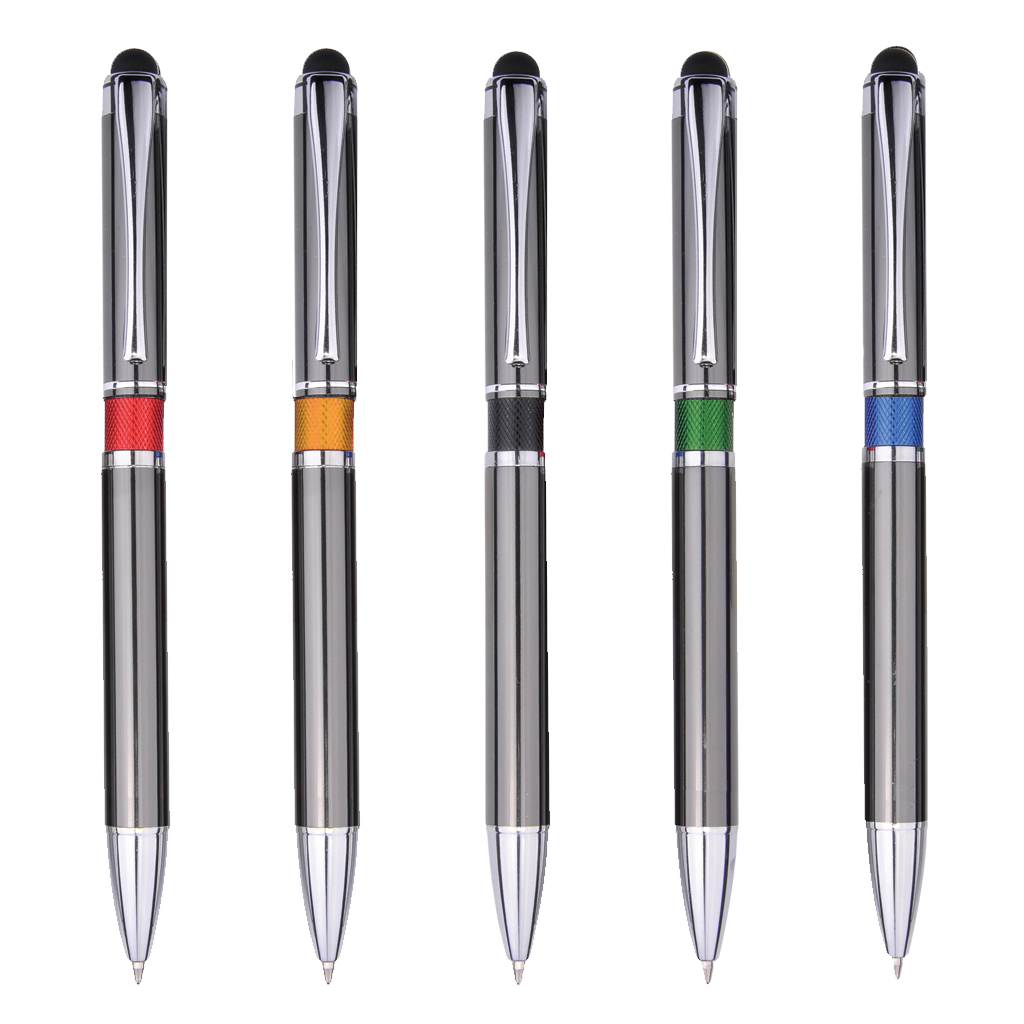Gunmetal Push Open Stylus Pen - Black Ink