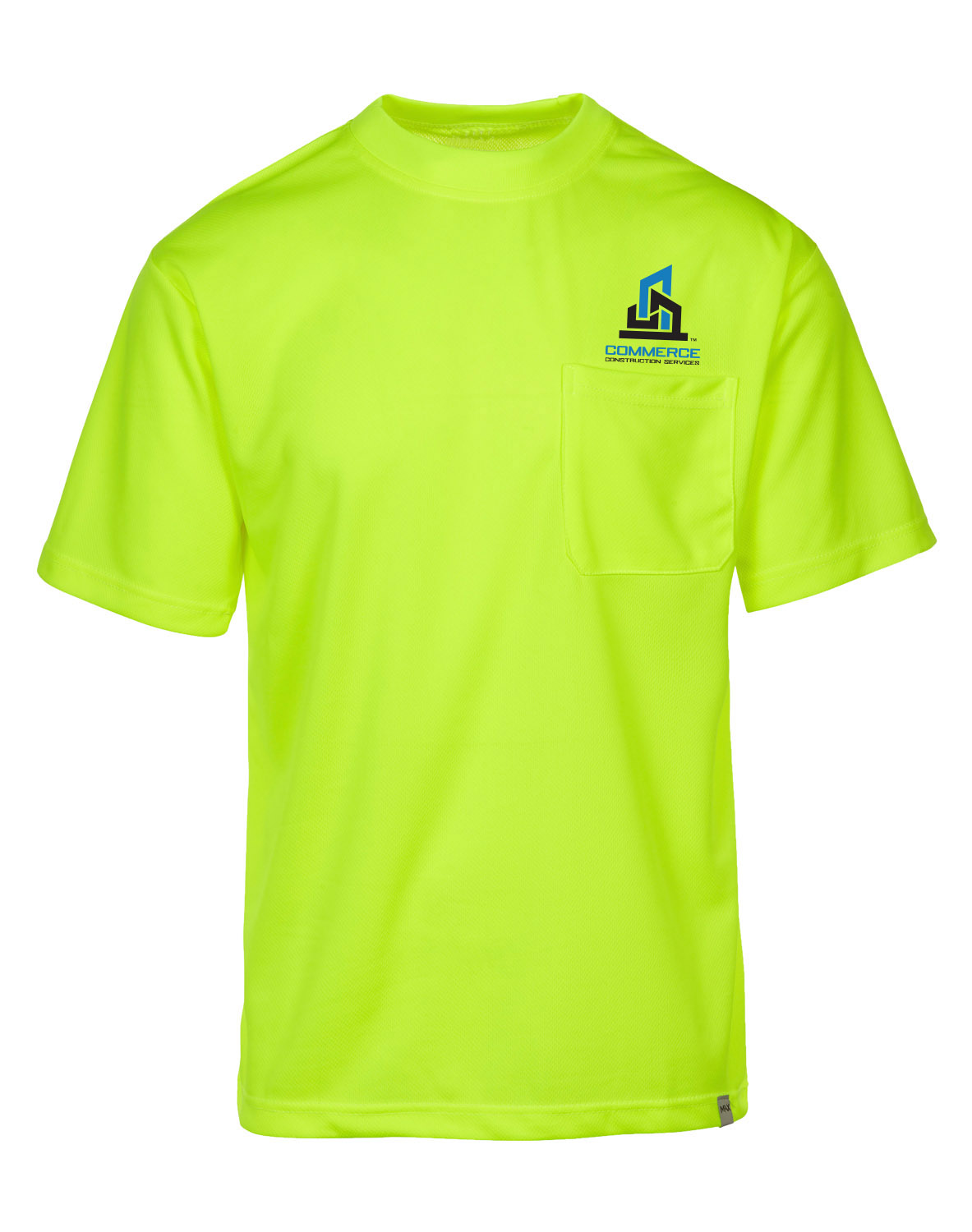 Short Sleeve Moisture Wicking Pocket T-shirt Safety Green BY CROWN, TCP705