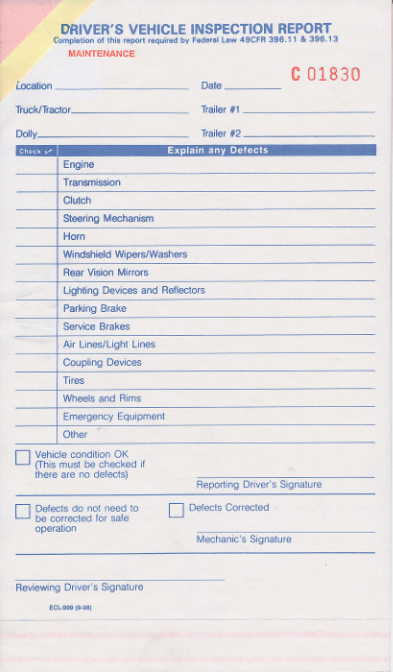 Driver's Vehicle Inspection Report