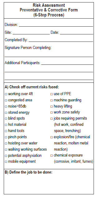 Risk Assessment 3"x 6" Pocket Sized
