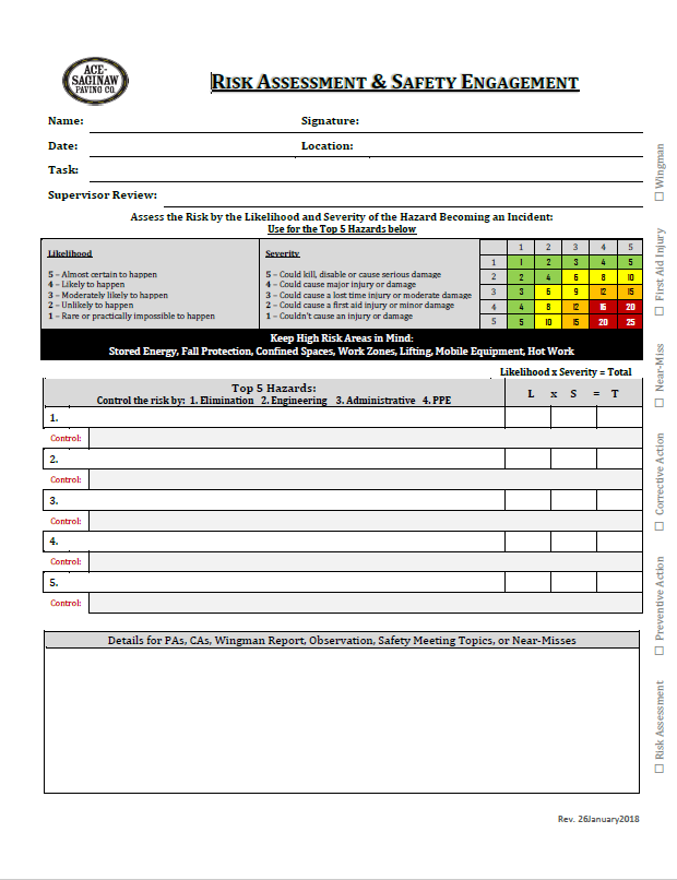 Ace Saginaw Engagement Form