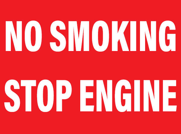 No Smoking Stop Engine 12"x 9" Vinyl Decal