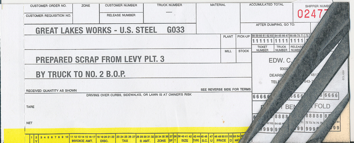 U.S. Steel Levy Plant 3 Scale Ticket