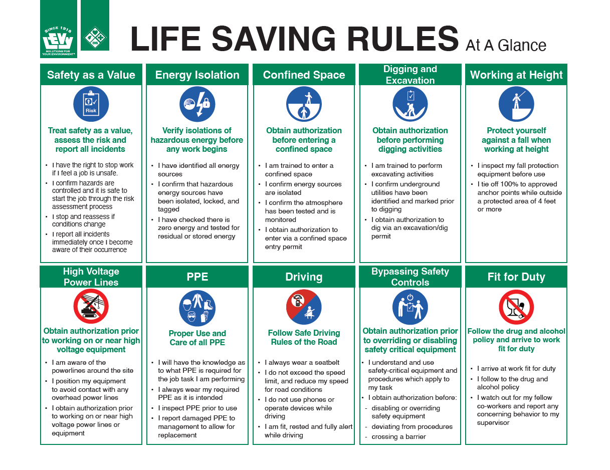 Life Saving Rules - At A Glance - Magnet 11" x 8.5"