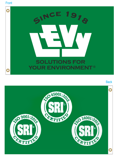 Flag 4x6 - ISO x 3 and Since 1918 Levy Logo