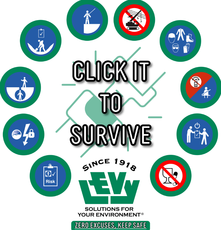 Click It To Survive - 2" x 2" - Hard Hat Sticker Version 2