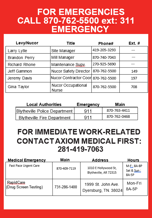 7"x10" Emergency Contacts Magnet