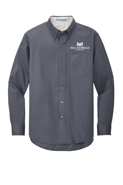 Port Authority® Long Sleeve Easy Care Shirt - Steel Gray/Light Stone