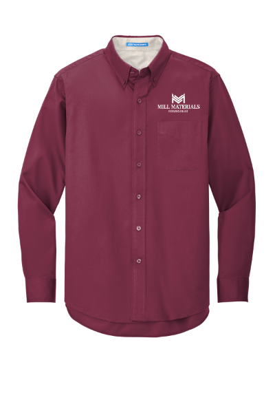 Port Authority® Long Sleeve Easy Care Shirt - Burgundy Red/Light Stone