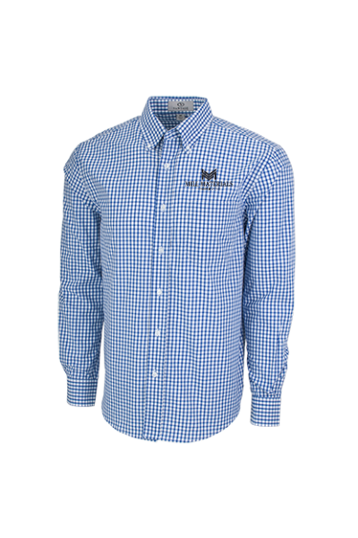 Easy-Care Gingham Check Shirt - Royal Blue/White