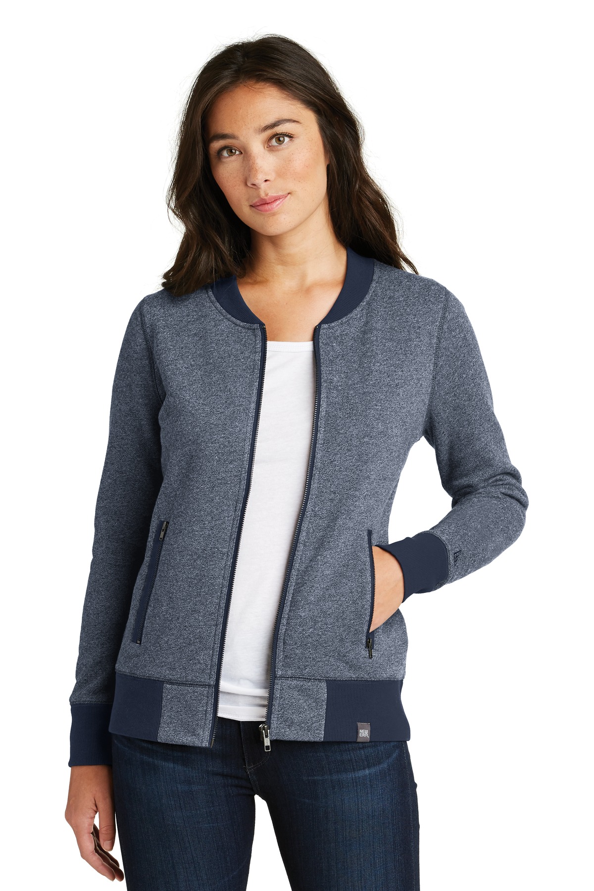 NE  Ladies French Terry Baseball Full-Zip. REC-LNEA503 - 2 Points