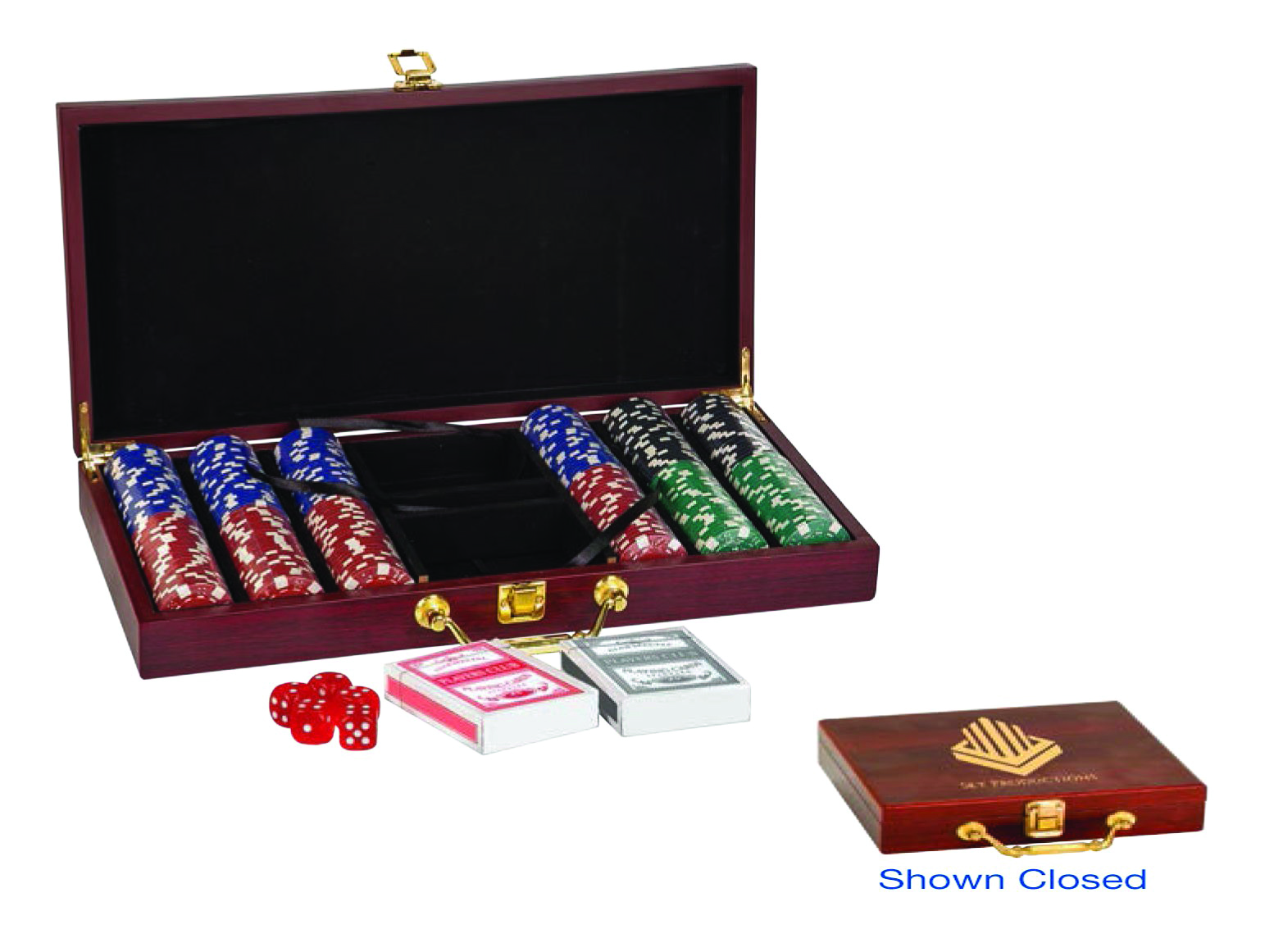 Rosewood Finish Poker Set