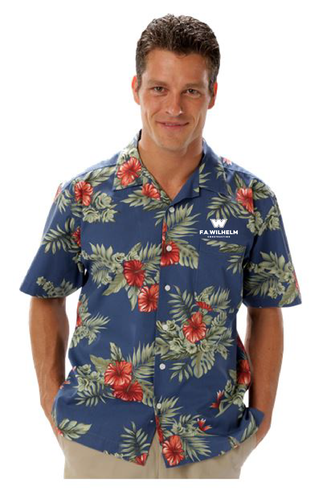 Unisex Printed Poplin Camp Shirt w/Floral Print