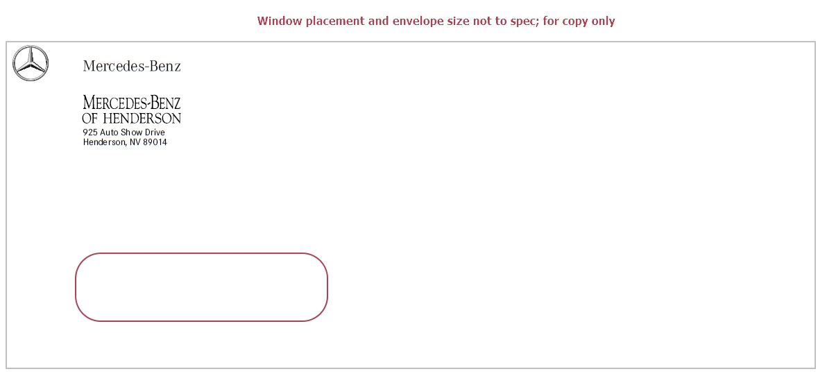Left Window Envelope for MB of Henderson