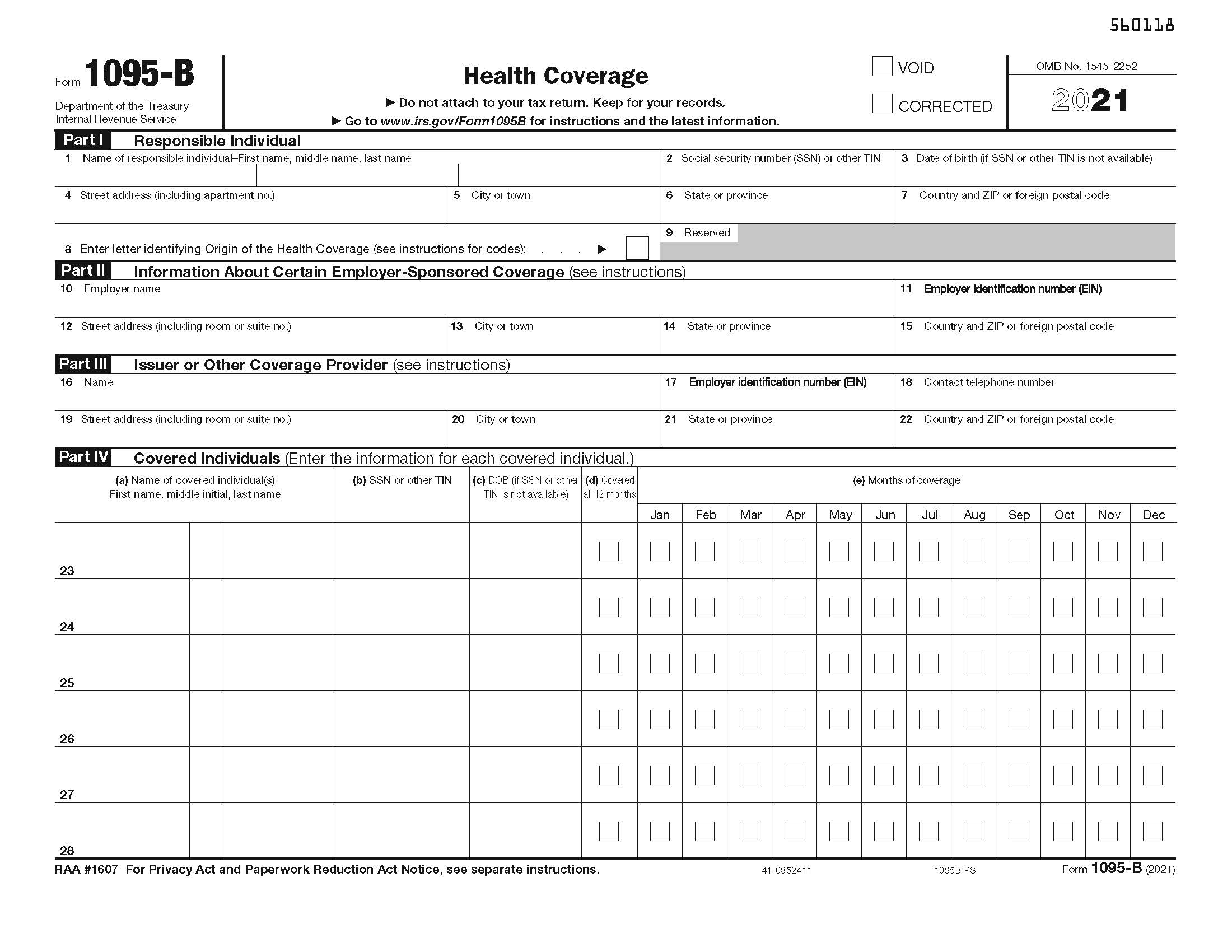 1095-B IRS Copy Health Coverage