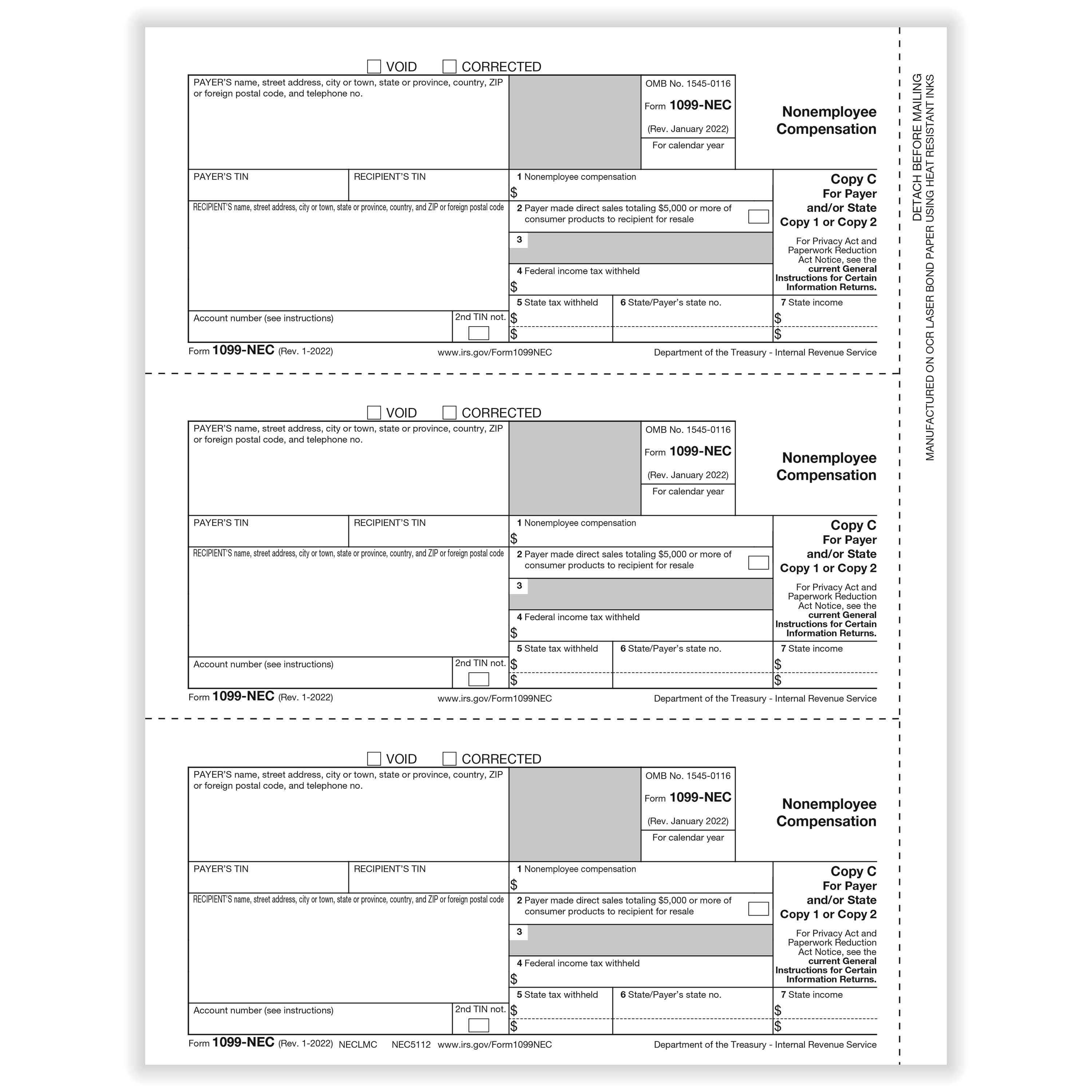 1099-NEC Player/State Copy C Laser Sheet