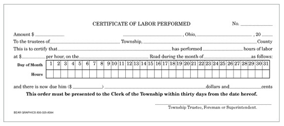 Certificate of Labor Performed