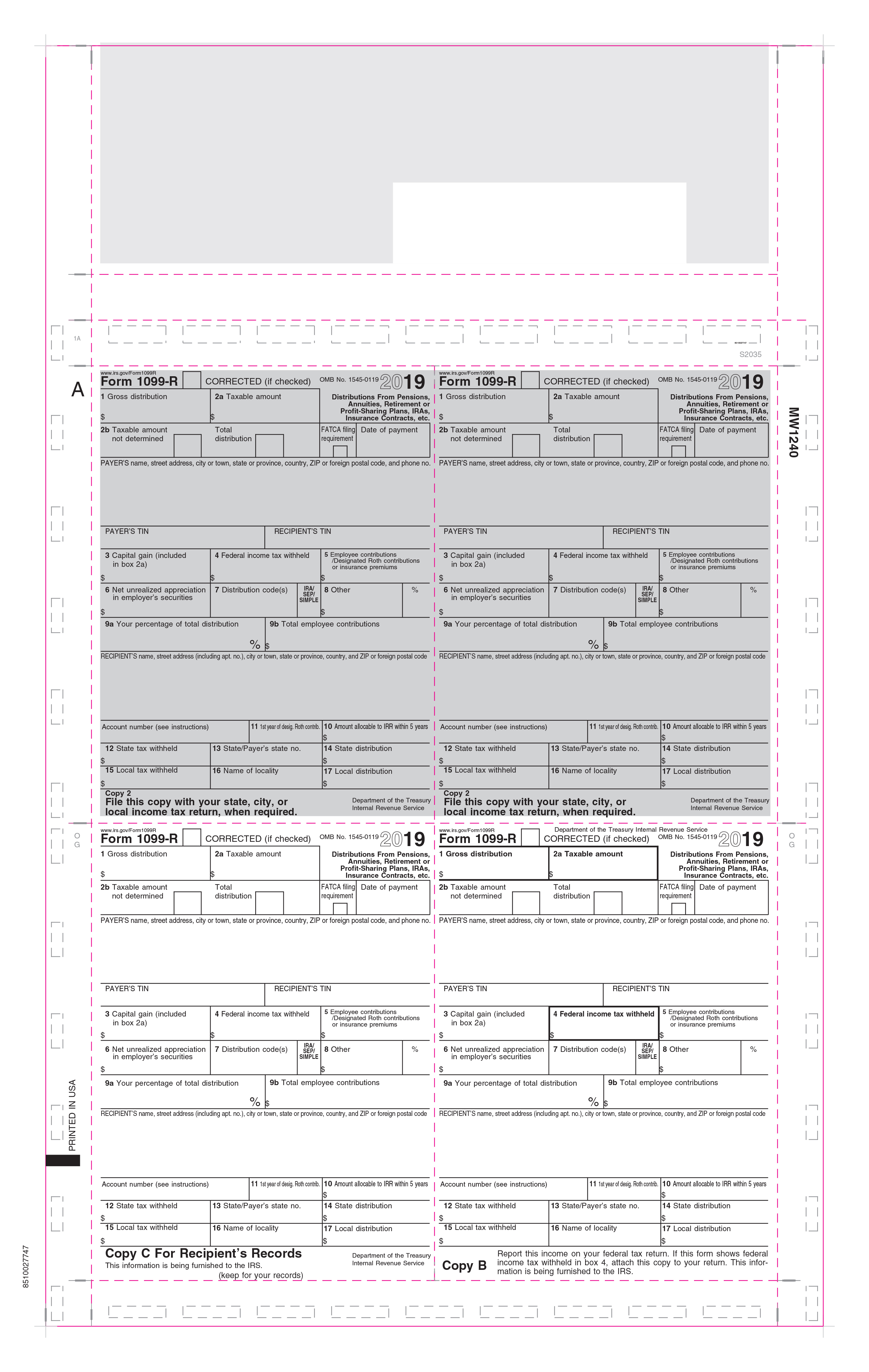 1099 Pressure Seal Forms