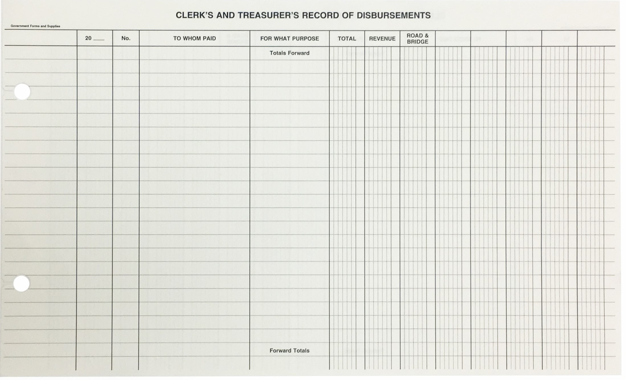 Township Record of Disbursement