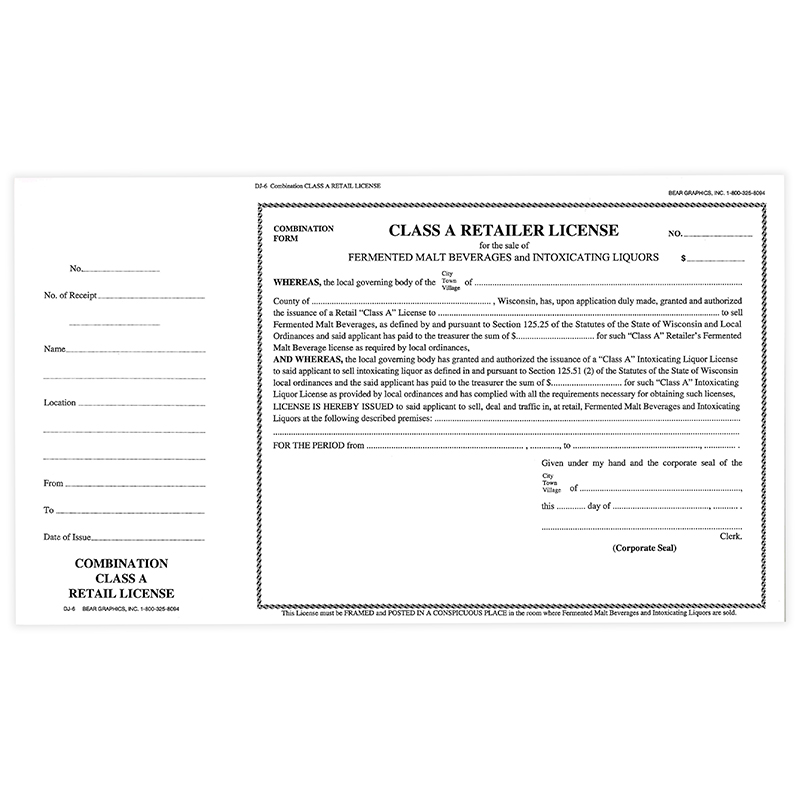 DJ-6: Class A Retail License Combination Form