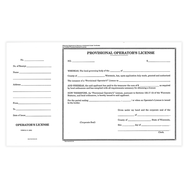DJ-15: Provisional Operator's License