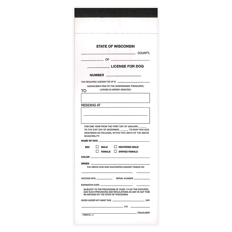 DL-3: Dog License Book
