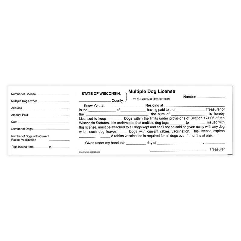 DL-12: Kennel (Multiple Dog) License Book