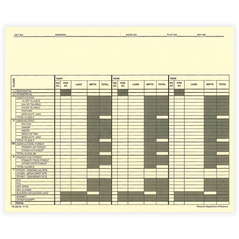 PA500- Residential Property Record- Unpunched