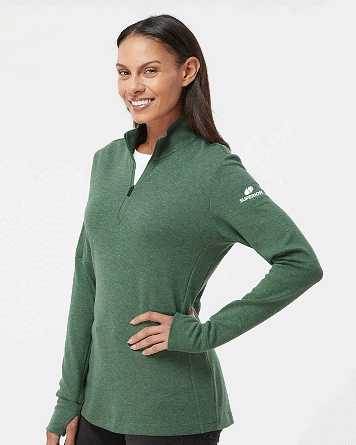 Adidas Women's 3-Stripe Quarter-Zip Sweater Pullover