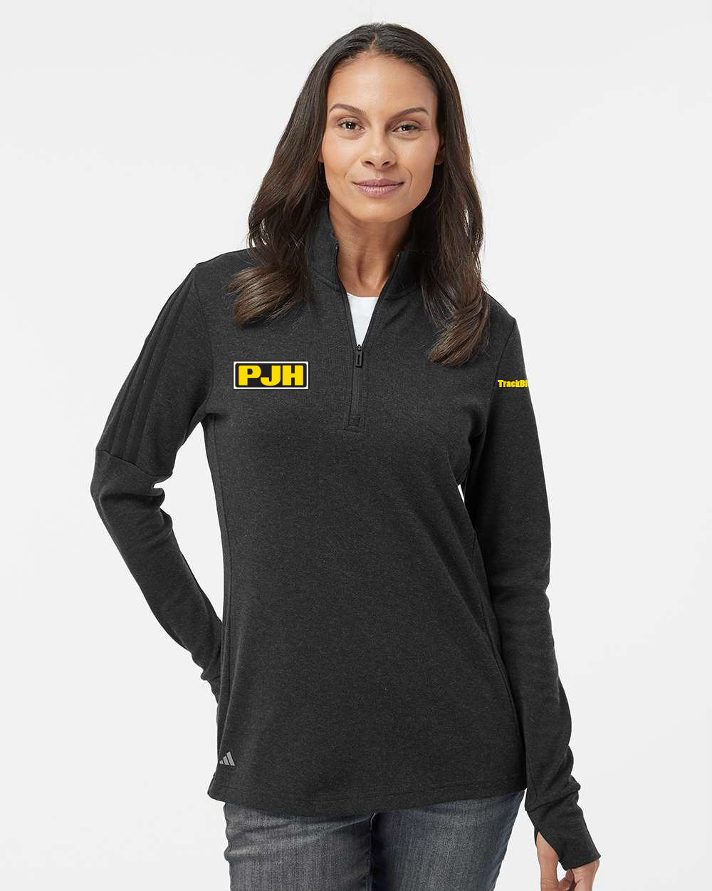 Adidas Women's 3-Stripe Quarter-Zip Sweater Pullover - PJH