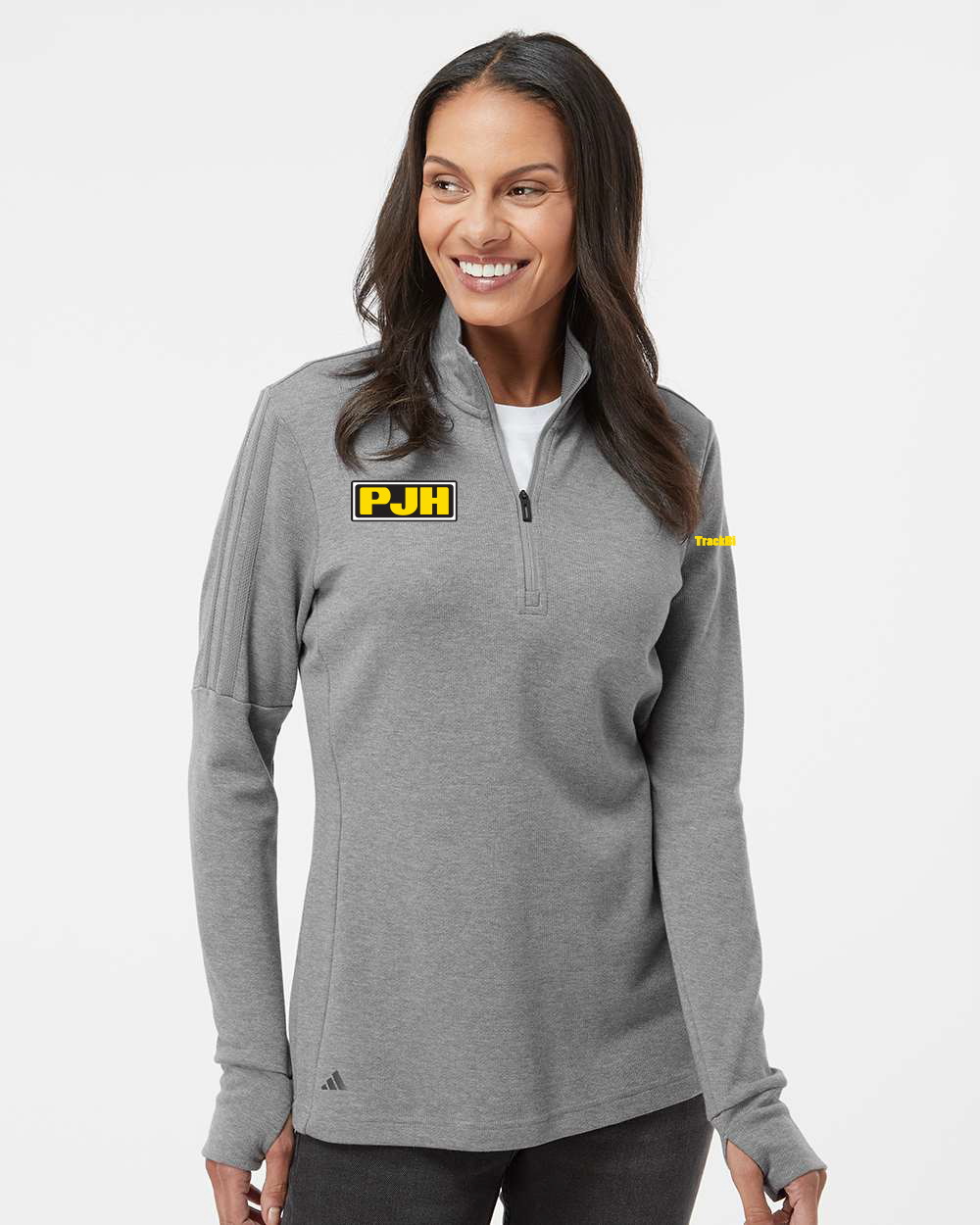 Adidas Women's 3-Stripe Quarter-Zip Sweater Pullover - PJH