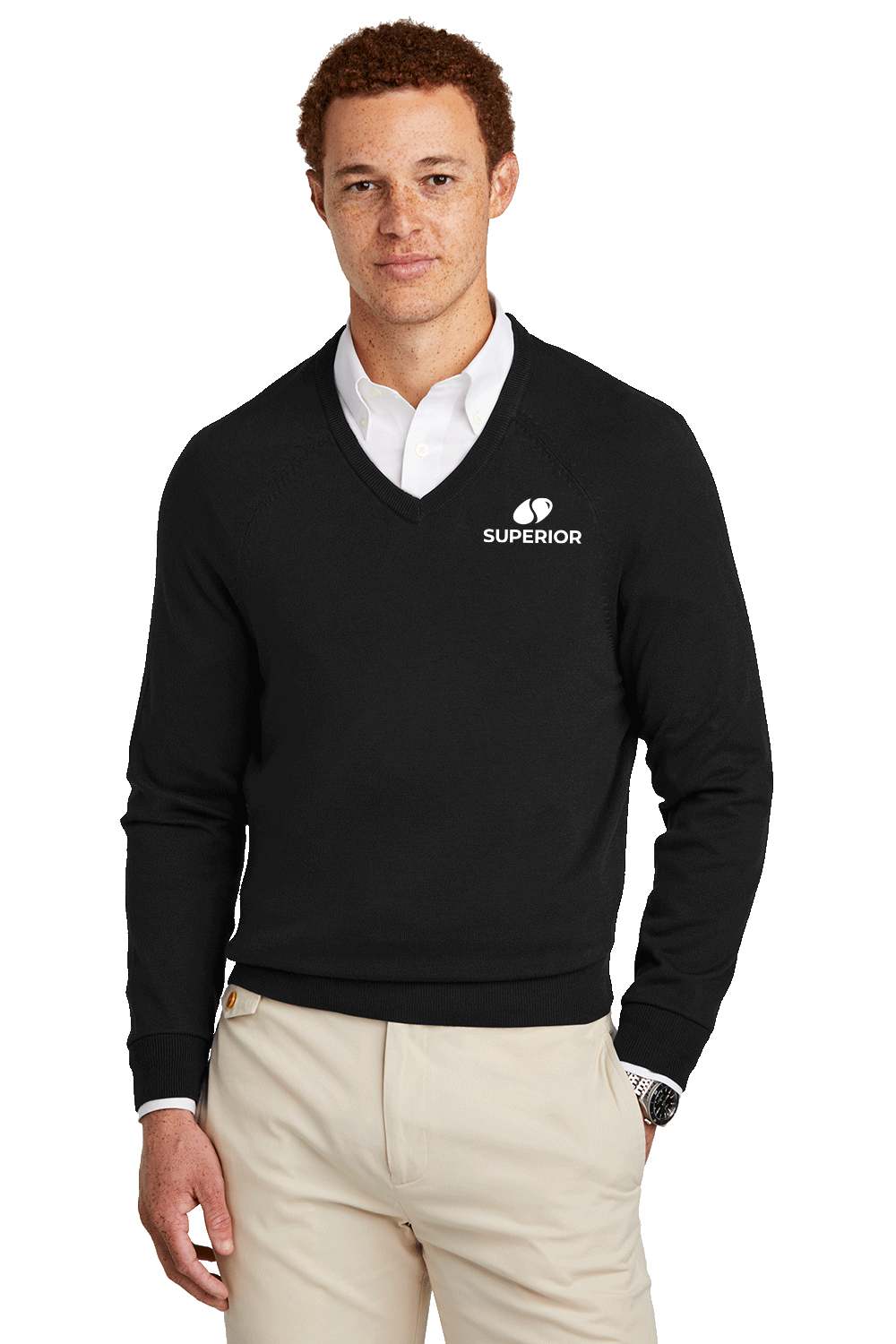 Brooks Brothers Cotton Stretch V-Neck Sweater