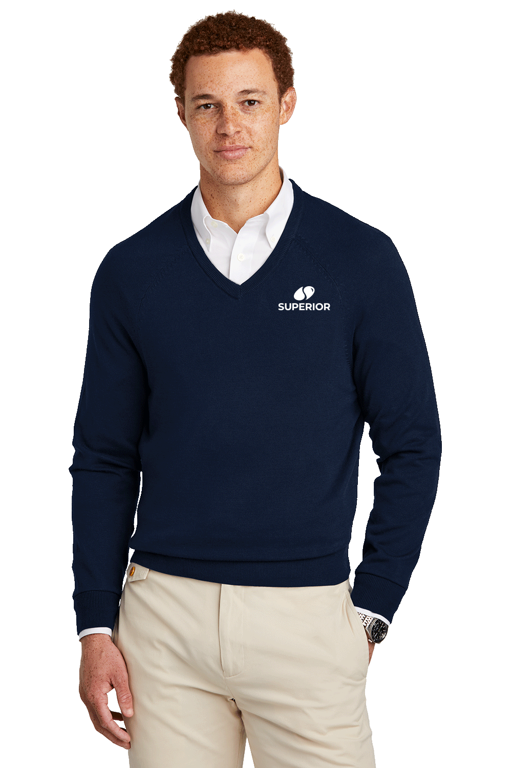 Brooks Brothers Cotton Stretch V-Neck Sweater