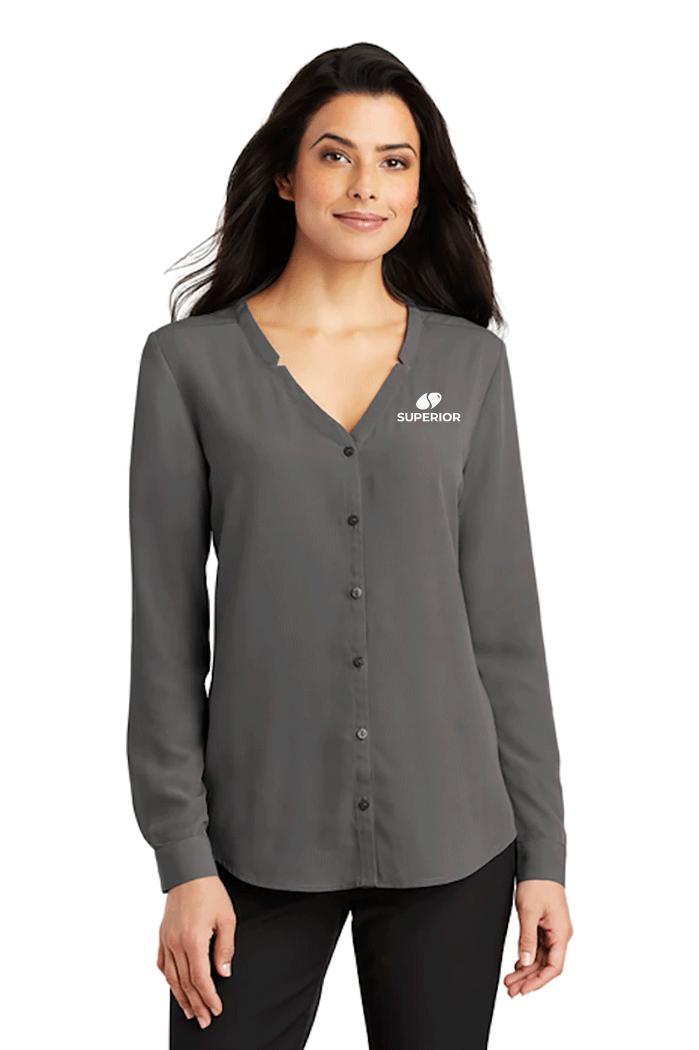 Port Authority Ladies Long Sleeve Button-Front Blouse