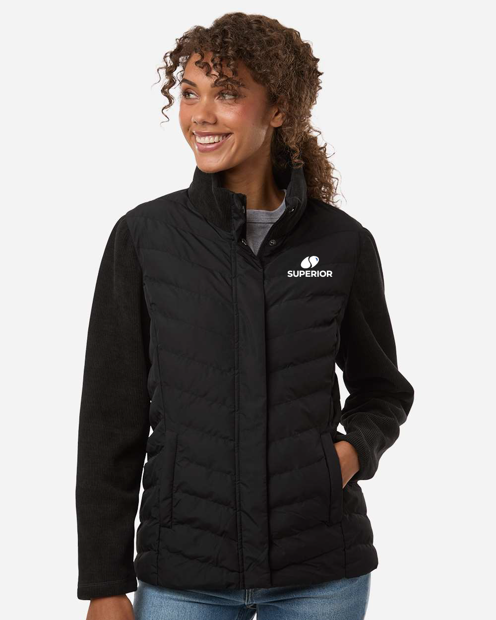 Weatherproof - Women's Mixed Media Chevron Jacket