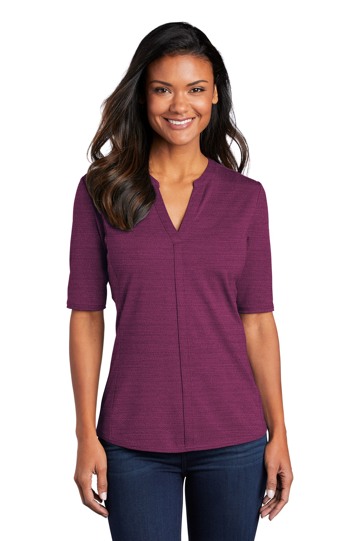 Port Authority  Ladies Stretch Heather Open Neck Top  LK583