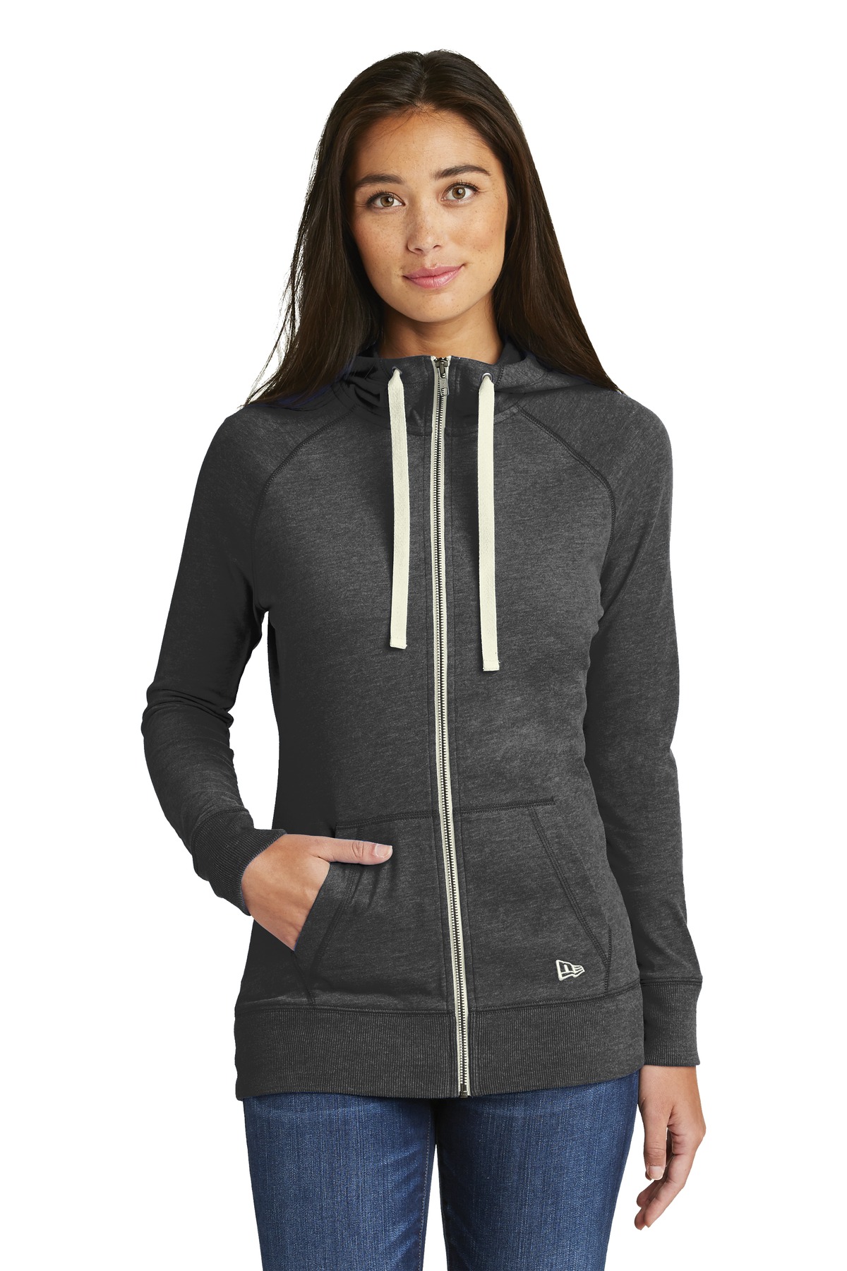 New Era  Ladies Sueded Cotton Blend Full-Zip Hoodie. LNEA122