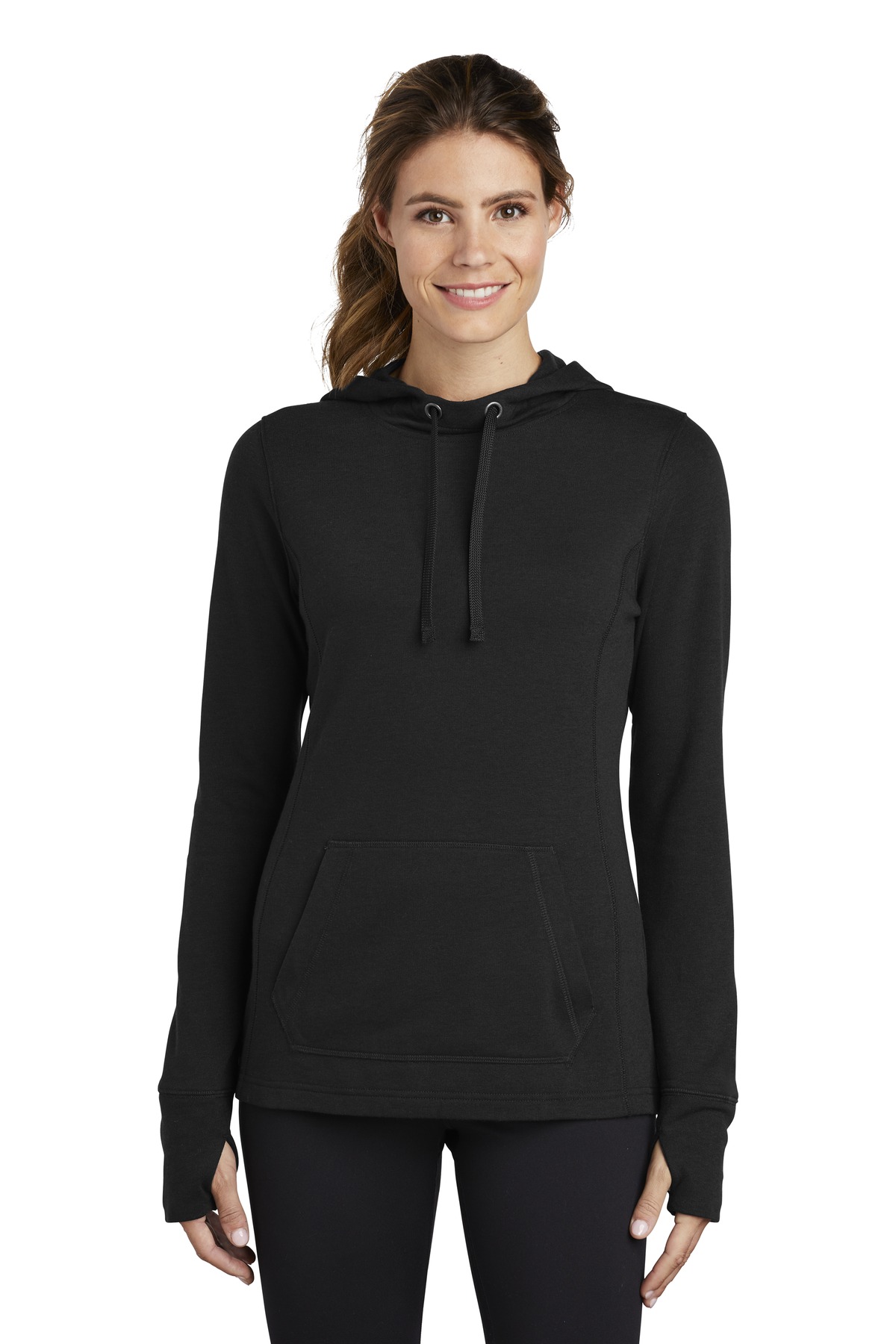 Sport-Tek  Ladies PosiCharge  Tri-Blend Wicking Fleece Hooded Pullover. LST296