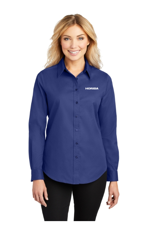 Ladies Long Sleeve Easy Care Shirt, Mediterranean Blue