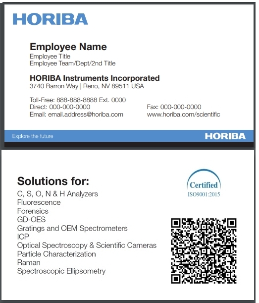 HORIBA Reno Scientific Division with QR Code Backer