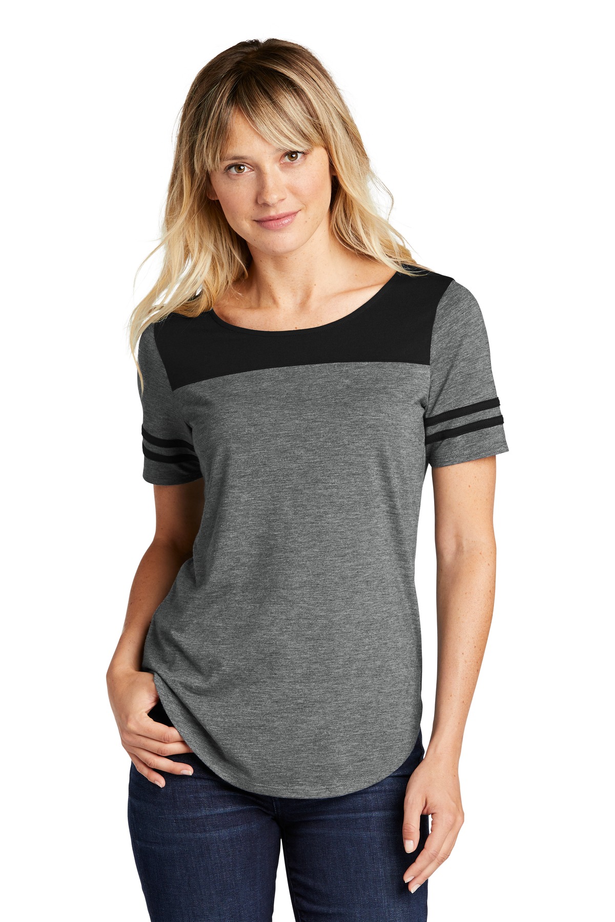 ST  Ladies PosiCharge  Tri-Blend Wicking Fan Tee. LST403