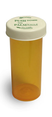 16 Dram Amber Vial and Cap, Child Resistant Plastic Prescription Vials